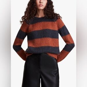 RARE ALL SAINTS NWT Lou Crewneck Sweater in Steel Gray/Ginger— M